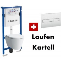 Комплект инсталляция+клавиша LAUFEN и подвесной безободковый унитаз Kartell by Laufen 8.2033.7 с сидением микролифт
